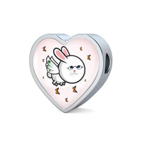 Flying Cat Print Heart Charm Leather Bracelet-Free Shipping - Deruj.com