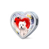 West Highland White Terrier Print Heart Charm Braided Bracelet-Free Shipping - Deruj.com