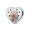 Cute Pomeranian Print Heart Charm Braided Bracelet-Free Shipping - Deruj.com
