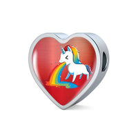 Unicorn Rainbow Print Heart Charm Leather Bracelet-Free Shipping - Deruj.com