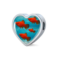 Southern Platyfish Fish Print Heart Charm Braided Bracelet-Free Shipping - Deruj.com