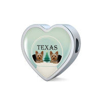 Yorkshire Terrier (Yorkie) Texas Print Heart Charm Bracelet-Free Shipping - Deruj.com