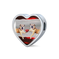Border Terrier Print Heart Charm Leather Bracelet-Free Shipping - Deruj.com