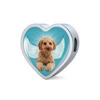 Cavapoo Dog Print Heart Charm Leather Bracelet-Free Shipping - Deruj.com