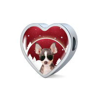 Chihuahua Print Heart Charm Leather Bracelet-Free Shipping - Deruj.com