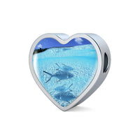 Fish Print Heart Charm Braided Bracelet-Free Shipping - Deruj.com