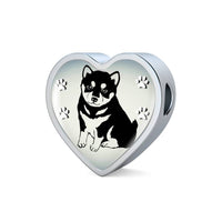 Shiba Inu Dog Print Heart Charm Leather Woven Bracelet-Free Shipping - Deruj.com