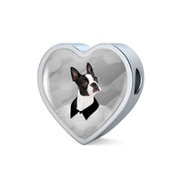 Boston Terrier Print Heart Charm Bracelet-Free Shipping - Deruj.com