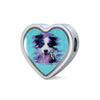 Border Collie Dog Art Print Heart Charm Leather Woven Bracelet-Free Shipping - Deruj.com