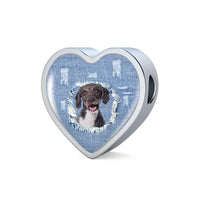 Spanish Water Dog Print Heart Charm Leather Bracelet-Free Shipping - Deruj.com