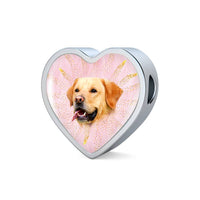 Labrador Retriever Dog Print Heart Charm Leather Woven Bracelet-Free Shipping - Deruj.com