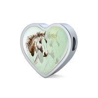 American Paint Horse Watercolor Art Print Heart Charm Leather Woven Bracelet-Free Shipping - Deruj.com