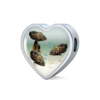 Oscar Fish Print Heart Charm Leather Woven Bracelet-Free Shipping - Deruj.com