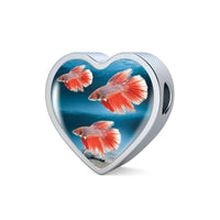 Siamese Fighting Fish Print Heart Charm Braided Bracelet-Free Shipping - Deruj.com