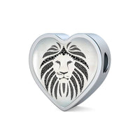 Lion Black&White Art Print Heart Charm Leather Woven Bracelet-Free Shipping - Deruj.com