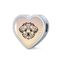 Maltese Dog Vector Art Print Heart Charm Leather Woven Bracelet-Free Shipping - Deruj.com