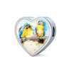 Blue And Yellow Macaw Parrot Art Print Heart Charm Leather Woven Bracelet-Free Shipping - Deruj.com