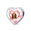 Basset Hound Print Heart Charm Braided Bracelet -Free Shipping