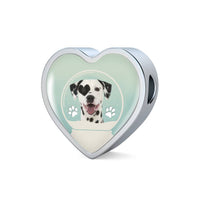 Dalmatian Dog Print Heart Charm Leather Bracelet-Free Shipping - Deruj.com