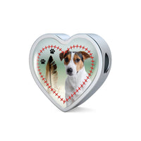 Jack Russell Terrier Print Heart Charm Braided Bracelet-Free Shipping - Deruj.com