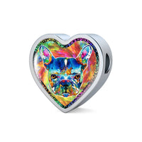 Colorful French Bulldog Heart Charm Leather Woven Bracelet-Free Shipping - Deruj.com