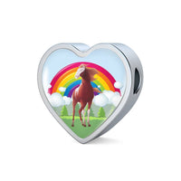 American Paint Horse Print Heart Charm Leather Bracelet-Free Shipping - Deruj.com
