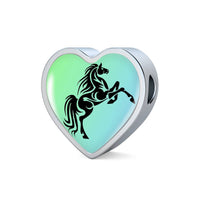 Amazing Horse Vector Print Heart Charm Leather Woven Bracelet-Free Shipping - Deruj.com