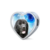 Newfoundland Dog Print Heart Charm Leather Bracelet-Free Shipping - Deruj.com