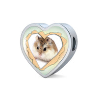 Robo Hamster Print Heart Charm Leather Woven Bracelet-Free Shipping - Deruj.com