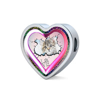 Cute Painted Cat Print Heart Charm Leather Woven Bracelet-Free Shipping - Deruj.com