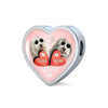 Old English Sheepdog Dog Print Heart Charm Leather Bracelet-Free Shipping - Deruj.com