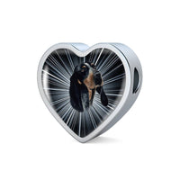 Bluetick Coonhound Dog Print Heart Charm Leather Bracelet-Free Shipping - Deruj.com
