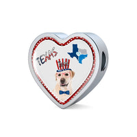 Labrador Retriever Texas Print Heart Charm Leather Bracelet-Free Shipping - Deruj.com