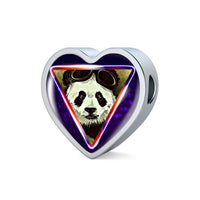Cute Panda Art Print Heart Charm Leather Woven Bracelet-Free Shipping - Deruj.com