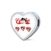 Japanese Chin Print heart Woven Leather Charm Bracelet-Free Shipping - Deruj.com