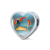 Goldfish Print Heart Charm Leather Bracelet-Free Shipping - Deruj.com