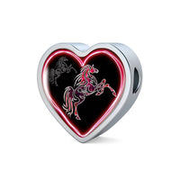 Horse Pink Art Print Heart Charm Leather Woven Bracelet-Free Shipping - Deruj.com