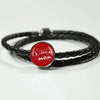 'I Love MY MOM' Red Print Circle Charm Leather Bracelet-Free Shipping - Deruj.com
