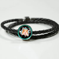 Syrian Hamster Print Circle Charm Leather Woven Bracelet-Free Shipping - Deruj.com