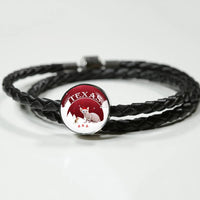Sphynx Cat Print Circle Charm Leather Bracelet-Free Shipping - Deruj.com
