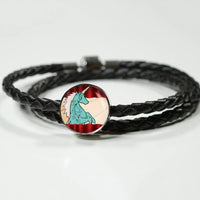 Unicorn Print Circle Charm Leather Bracelet-Free Shipping - Deruj.com