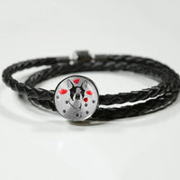 Cute Boston Terrier Print Circle Charm Leather Bracelet-Free Shipping - Deruj.com