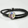 Scottish Fold Cat Print Circle Charm Leather Bracelet-Free Shipping - Deruj.com