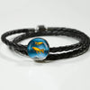 Butterfly Koi Fish Print Circle Charm Leather Bracelet-Free Shipping - Deruj.com