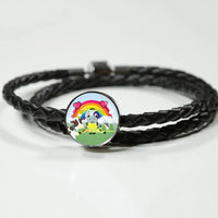 Cute Cow Print Circle Charm Leather Bracelet-Free Shipping - Deruj.com
