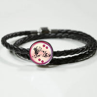 Golden Retriever Dog Print Circle Charm Leather Woven Bracelet-Free Shipping - Deruj.com
