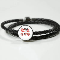 Japanese Chin Print Woven Leather Charm Bracelet-Free Shipping - Deruj.com