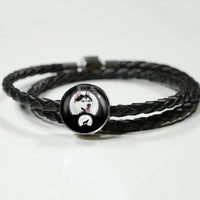 Siberian Husky Dog Print Circle Charm Leather Bracelet-Free Shipping - Deruj.com