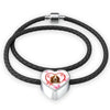 Basset Hound Print Heart Charm Braided Bracelet -Free Shipping