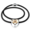 Lovely Bengal Cat Print Heart Charm Leather Woven Bracelet-Free Shipping - Deruj.com